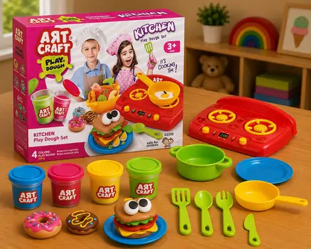 Dede 03332 ART CRAFT KITCHEN DOUGH SET 12 PCS 224 GR საბავშვო პლასტელინის ნაკრები