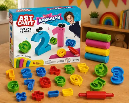 Dede 03552 ART CRAFT 3D NUMBERS DOUGH SET 200 GR საბავშვო პლასტელინების ნაკრები