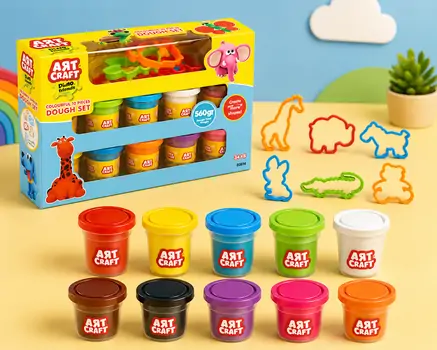 Dede 03290 ART CRAFT COLOURFUL DOUGH SET 16 PCS 560 GR საბავშვო პლასტელინის ნაკრები
