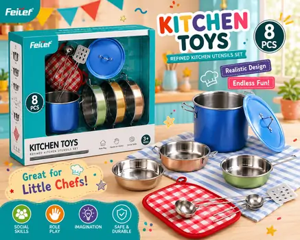 Stainless Steel Cooking Tools Toy Set -  სათამაშო სამზარეულოს აქსესუარები