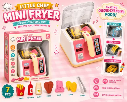 Toy Kitchen Set - Air Fryer with Sounds and Lights - სათამაშო აერო გრილი განათებით და ხმოვანი ფუნქციით