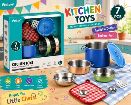 Stainless Steel Cooking Tools Toy Set -  სათამაშო სამზარეულოს აქსესუარები