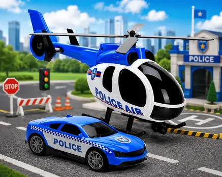 Police Helicopter And Car Play Set - სათამაშო ვერტმფრენი და მანქანა