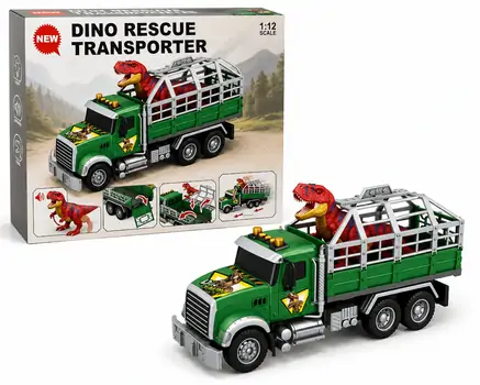 Dino Rescue Transporter With Dino Figure - სათამაშო მანქანა დინოზავრის ფიგურით