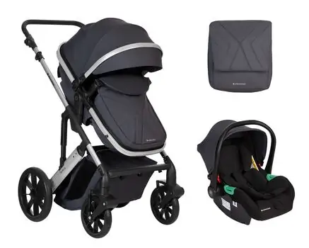 KikkaBoo Darling Dark Grey 3in1 2024 With I-Size Car Seat  საბავშვო ეტლის კომპლექტი + საჩუქარი ელექტრო შეზლონგი, 2 image