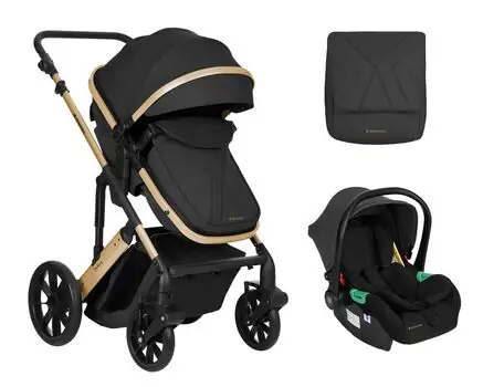 KikkaBoo Darling Black 3in1 2024 With I-Size Car Seat  საბავშვო ეტლის კომპლექტი + საჩუქარი პორტატული საწოლი, 2 image