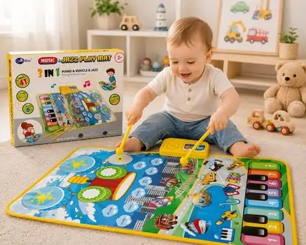 Piano And Jazz Play Mat Yellow - საბავშო განსავითარებელი ხალიჩა