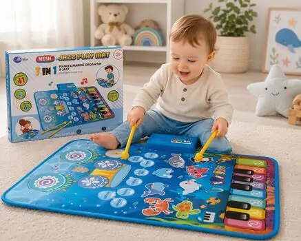 Piano And Jazz Play Mat Blue - საბავშო განსავითარებელი ხალიჩა