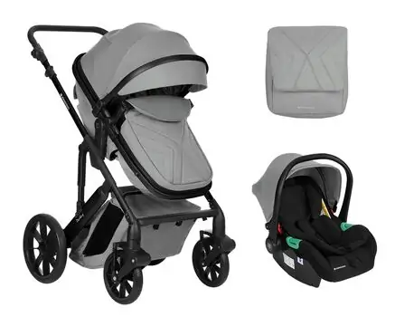 KikkaBoo Darling Light Grey 3in1 2024 With I-Size Car Seat  საბავშვო ეტლის კომპლექტი + საჩუქარი პორტატული საწოლი, 2 image