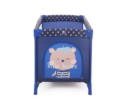 KikkaBoo Pyjama Party Dark Blue Bear 2 levels საწოლ-მანეჟი, 5 image