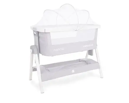 KikkaBoo Nanna Light Grey Melange ახალშობილის საწოლი