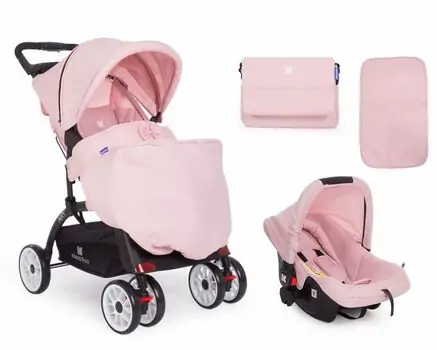 KikkaBoo Airy Pink 2in1 საბავშვო ეტლის კომპლექტი