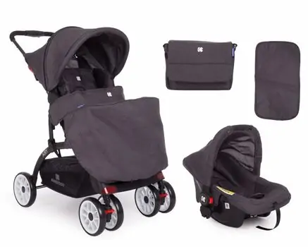 KikkaBoo Airy Dark Grey 2in1 საბავშვო ეტლის კომპლექტი