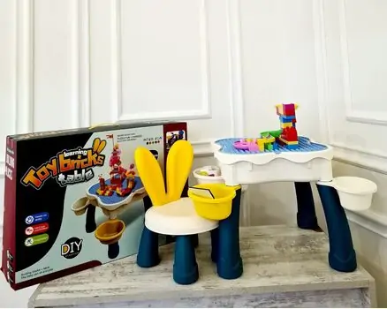 Children building blocks table with chair საბავშვო მრავალფუნქციური კონსტრუქტორი მაგიდა სკამით
