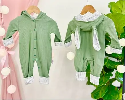 Lovely Bunny Romper MURATBABY 7079 Green ახალშობილის რომპერი