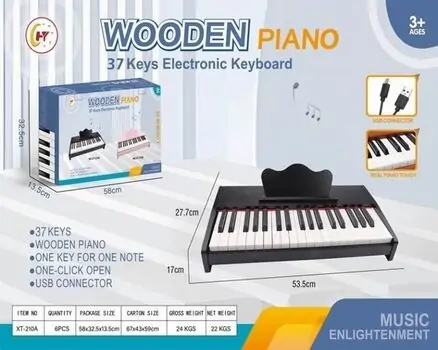 Wooden Black Piano 37 Keys Electronic Keyboard -  ხის სათამაშო პიანინო, 2 image
