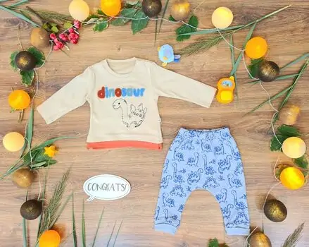 Baby Dinosaur 2in1 Set Blue Maibella 26-302 საბავშვო ტანსაცმლის ნაკრები