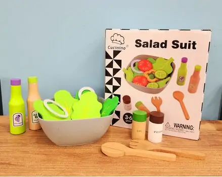 Wooden salad set -ხის სათამაშო აქსესუარები ბოსტნეულით, 2 image