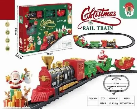 Christmas Rail Train Set - სათამაშო საახალწლო მატარებელი