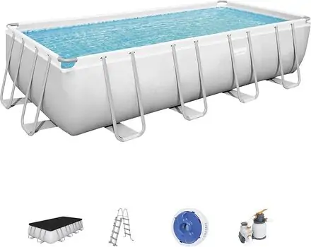Bestway 56466 Power Steel With Sand Filter Pump And Ladder კარკასული აუზი ქვიშის ფილტრით და კიბით