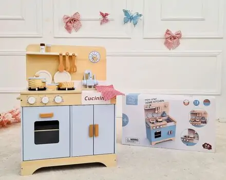 Toy Wooden Kitchen With Accessories - ხის სათამაშო სამზარეულო