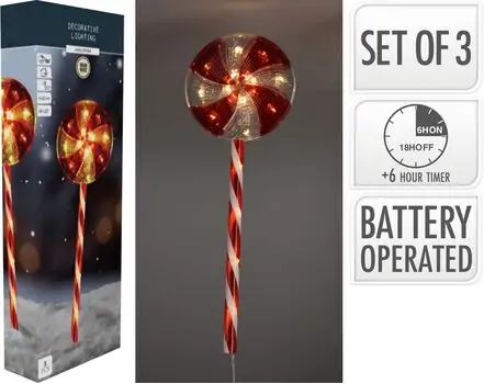 Christmas Ground Lamp Lollipops With 60 Led საახალწლო აქსესუარი განათებით