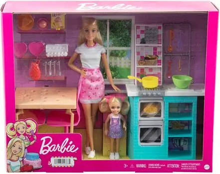 Barbie HBX03 Sisters Baking Playset Barbie Doll & Chelsea Doll - ბარბის თოჯინა აქსესუარებით