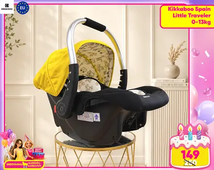 KikkaBoo 0+ (0-13 kg) Little Traveler Yellow - მანქანის სავარძელი (ქარსითი)