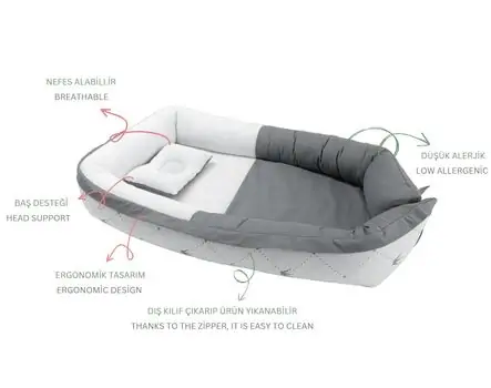Yuar Baby Air Baby Nest Grey ახალშობილის ბუდე