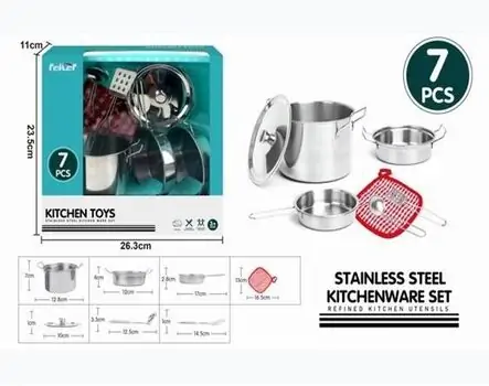 Stainless Steel Cooking Tools Toy Set -  სათამაშო სამზარეულოს აქსესუარები, 2 image