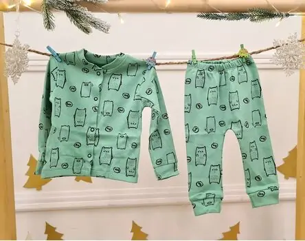 Cat Pajamas Set 2in1 Green - საბავშვო საღამური