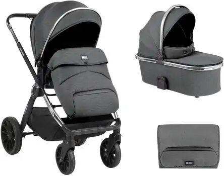 KikkaBoo Tiffany 3in1 Dark Grey საბავშვო ეტლის კომპლექტი