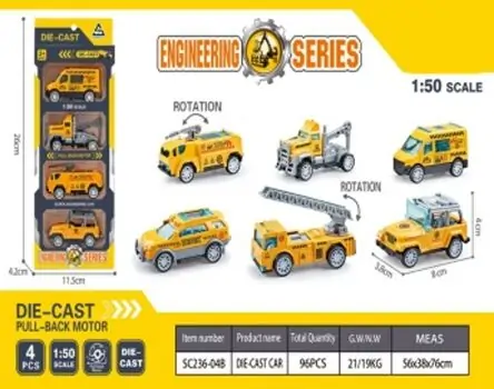 Engineering Series Diecast Car Set - სათამაშო მექანიკური მანქანები