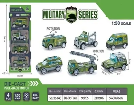 Military Department Diecast Car Set - სათამაშო მექანიკური მანქანები