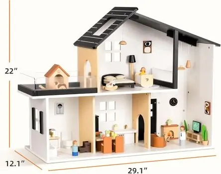 Wooden Dollhouse With Accessories - სათამაშო ხის სახლი, 7 image