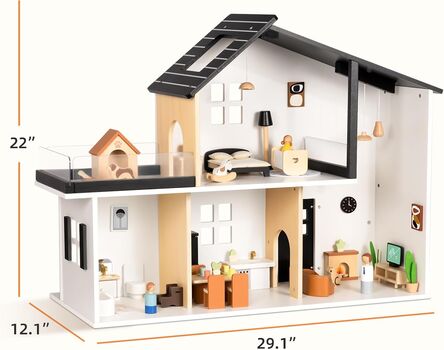 Wooden Dollhouse With Accessories - სათამაშო ხის სახლი, 7 image