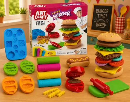 Dede 03554 ART CRAFT HAMBURGER DOUGH SET 200 GR საბავშვო პლასტელინების ნაკრები