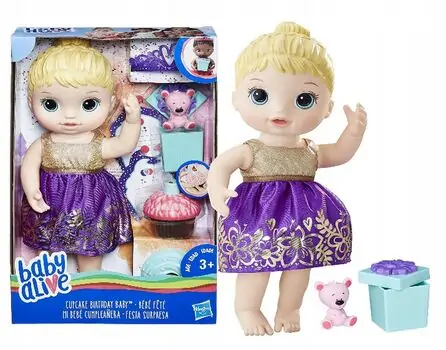 Hasbro Baby Alive Cupcake Birthday სათამაშო თოჯინა აქსესუარებით E0596ES00, 2 image