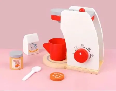 Wooden Toy Coffee Maker - სათამაშო ხის ყავის აპარატი აქსესუარებით, 3 image