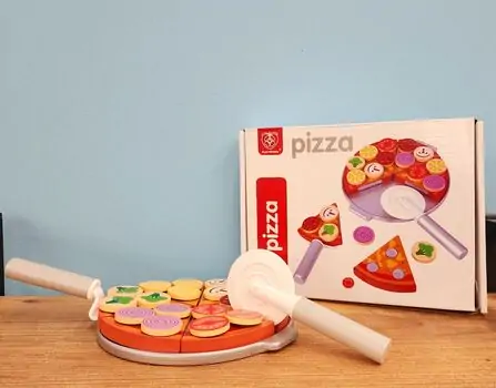 Wooden Pizza ხის სათამაშო დასაჭრელი პიცა