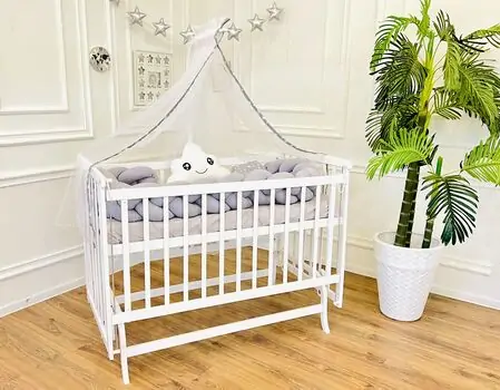 Bebeconfor WHITE ELYEZA WITH GREY BUMPER ახალშობილის საწოლის კომპლექტი, 3 image