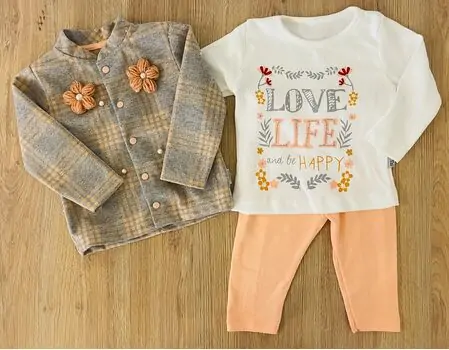 Love Life and Be Happy Vintage Set 3in1 ჩვილის ტანსაცმლის ნაკრები Kidex's 90003