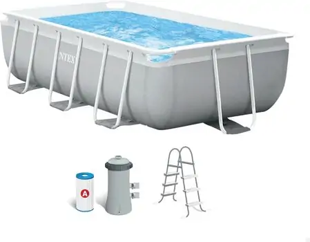 Intex 26784NP Prism Frame Rectangular Pool Set With Filter And Ladder - კარკასული აუზი კარტრიჯული ფილტრით და კიბით