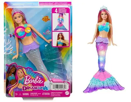 Barbie Dreamtopia Sparkling Mermaid Blue MTL-HDJ36 ქალთევზა მანათობელი კუდით