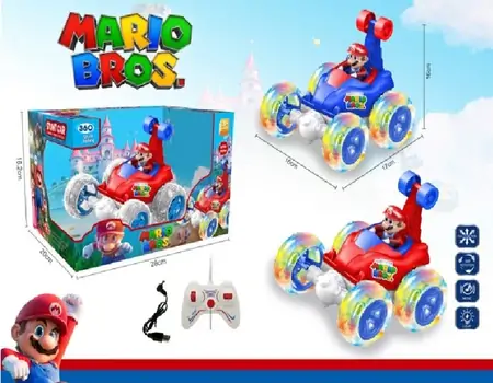 Mario Bros Stunt Car With Figure - დისტანციურად მართვადი მარიოს მანქანა