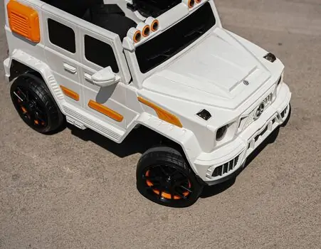 Mercedes Off Road Car White With Eva Wheels - ელექტრო მანქანა კაუჩუკის საბურავებით, 11 image