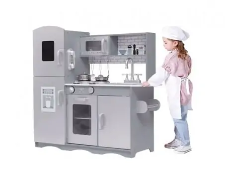 Toy Wooden Kitchen For Real Chef TX1319 Grey ხის სათამაშო სამზარეულო