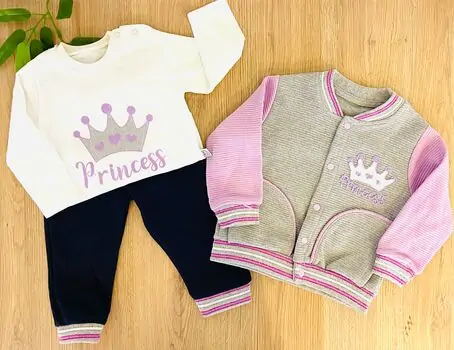 Princess 3in1 SET ჩვილის ტანსაცმლის ნაკრები BRAVA 50194 Purple