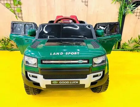 Land Rover Defender Jeep Green - ელექტრო მანქანა კაუჩუკის საბურავებით/ტყავის სავარძლით