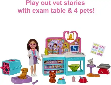 Barbie Chelsea Doll HGT12 Pet Vet Playset  - სათამაშო ბარბი, 4 image